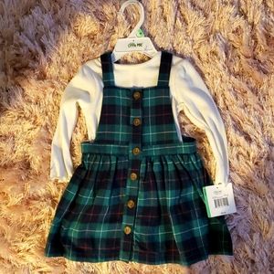 Little Me Toddler Dress Set, size 18M Green/Blue/Red/Yellow Plaid